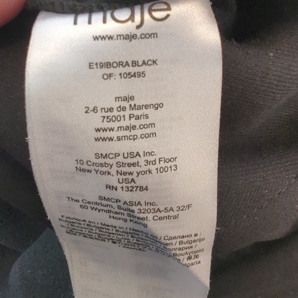 Maje Ibora Short Crepe Wrap Front Tie V-Neck Romper Size Small Black EUC - Picture 8 of 9